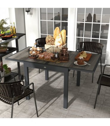 Outsunny Extendable Outdoor Dining Table Aluminium Rectangle Patio Table Grey