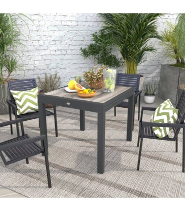 Outsunny Extendable Outdoor Dining Table Aluminium Rectangle Patio Table Grey