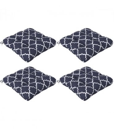 Outsunny Set of 4 Outdoor Seat Cushion with Ties, for Garden Furniture, Blue
