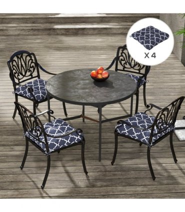 Outsunny Set of 4 Outdoor Seat Cushion with Ties, for Garden Furniture, Blue