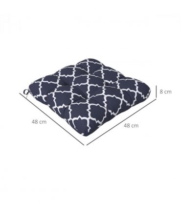 Outsunny Set of 4 Outdoor Seat Cushion with Ties, for Garden Furniture, Blue