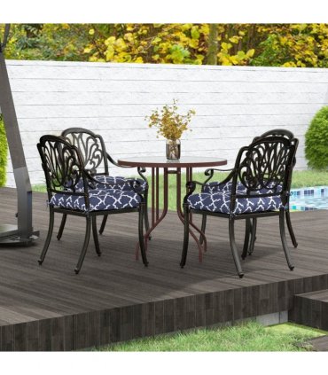 Outsunny Set of 4 Outdoor Seat Cushion with Ties, for Garden Furniture, Blue