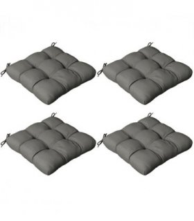 Outsunny Set of 4 Outdoor Seat Cushion with Ties, for Garden Furniture, Grey