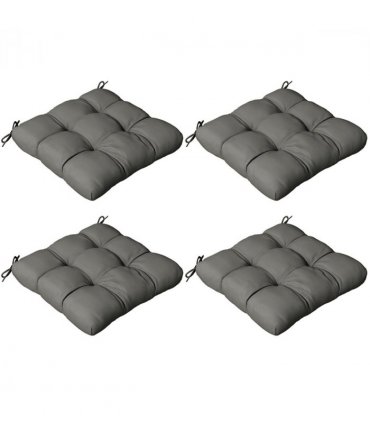 Outsunny Set of 4 Outdoor Seat Cushion with Ties, for Garden Furniture, Grey