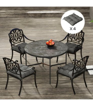 Outsunny Set of 4 Outdoor Seat Cushion with Ties, for Garden Furniture, Grey