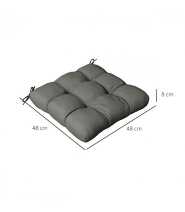 Outsunny Set of 4 Outdoor Seat Cushion with Ties, for Garden Furniture, Grey