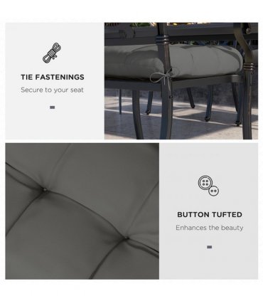 Outsunny Set of 4 Outdoor Seat Cushion with Ties, for Garden Furniture, Grey
