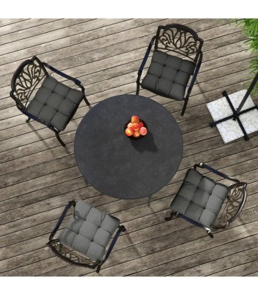 Outsunny Set of 4 Outdoor Seat Cushion with Ties, for Garden Furniture, Grey