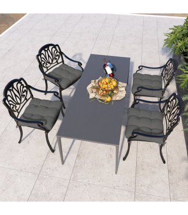 Outsunny Set of 4 Outdoor Seat Cushion with Ties, for Garden Furniture, Grey
