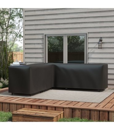 Outsunny L-Shaped Rattan Corner Sofa Cover Waterproof Oxford Fabric 250x250x79cm