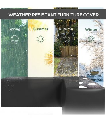 Outsunny L-Shaped Rattan Corner Sofa Cover Waterproof Oxford Fabric 250x250x79cm