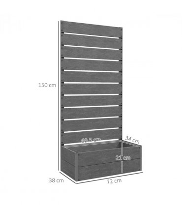 Outsunny Raised Garden Bed with Trellis and Drainage Hole, Planter Box, Grey