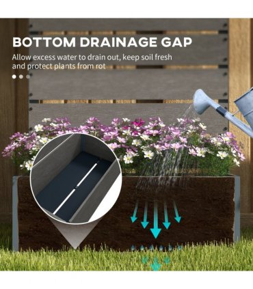 Outsunny Raised Garden Bed with Trellis and Drainage Hole, Planter Box, Grey