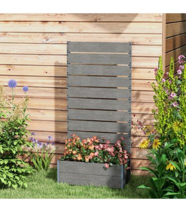 Outsunny Raised Garden Bed with Trellis and Drainage Hole, Planter Box, Grey