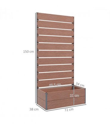 Outsunny Raised Garden Bed with Trellis and Drainage Hole, Planter Box, Brown