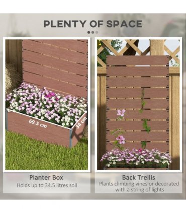 Outsunny Raised Garden Bed with Trellis and Drainage Hole, Planter Box, Brown