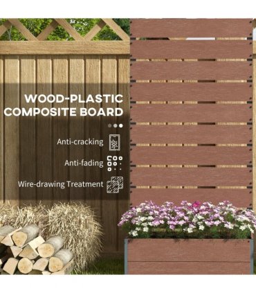 Outsunny Raised Garden Bed with Trellis and Drainage Hole, Planter Box, Brown