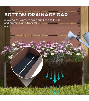 Outsunny Raised Garden Bed with Trellis and Drainage Hole, Planter Box, Brown
