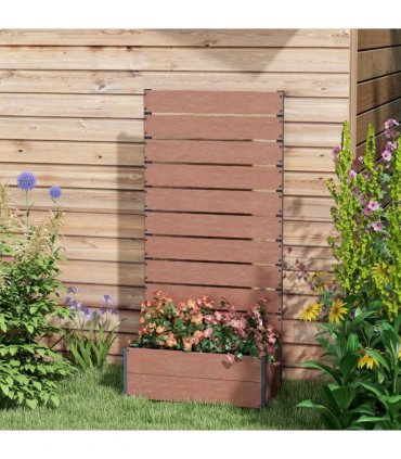 Outsunny Raised Garden Bed with Trellis and Drainage Hole, Planter Box, Brown
