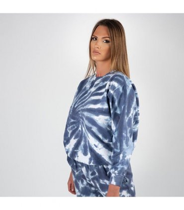 Wellworth Loungewear 2pcs Set for Women Tie Dye Sweatshirt & Pyjama Set, Blue M