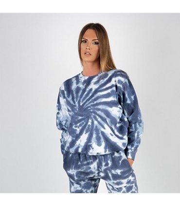 Wellworth Loungewear 2pcs Set for Women Tie Dye Sweatshirt & Pyjama Set, Blue M