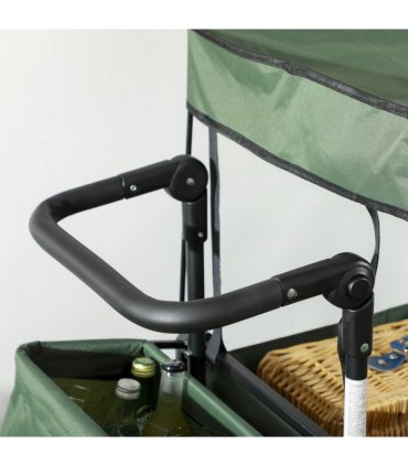 Outsunny Outdoor Push Pull Wagon Stroller Cart with Canopy Top Green