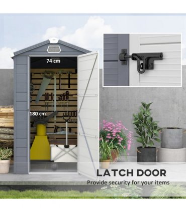 Outsunny 4 x 6ft Garden Shed Storage with Foundation Kit and Vents, Grey