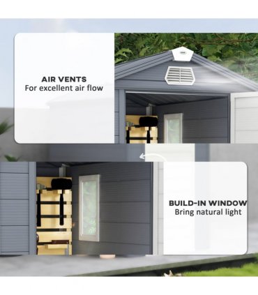 Outsunny 4 x 6ft Garden Shed Storage with Foundation Kit and Vents, Grey