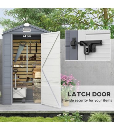 Outsunny 4 x 3ft Garden Shed Storage with Foundation Kit and Vents, Grey