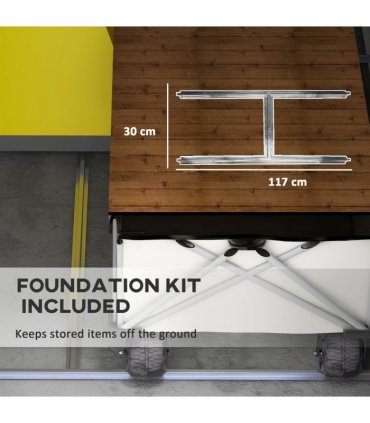 Outsunny 4 x 3ft Garden Shed Storage with Foundation Kit and Vents, Grey