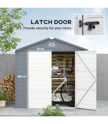 Outsunny 8 x 6ft Garden Shed Storage with Foundation Kit and Vents, Grey