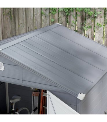 Outsunny 8 x 6ft Garden Shed Storage with Foundation Kit and Vents, Grey