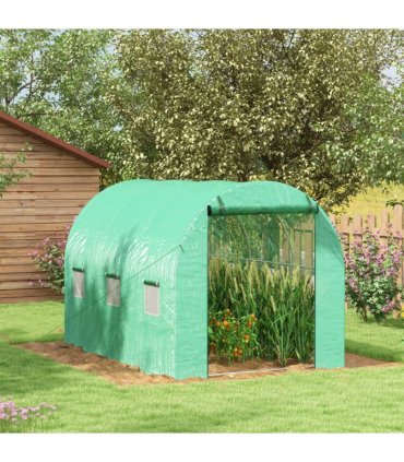 Outsunny Polytunnel Green House with Sprinkler System, Wide Door, 3 x 2m
