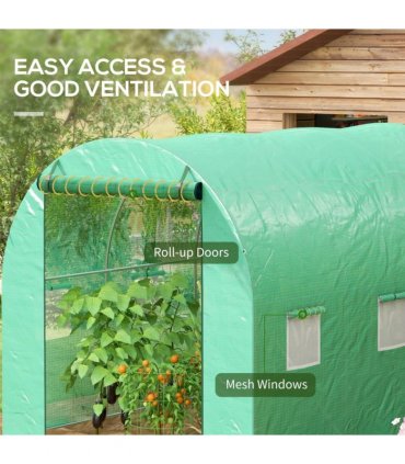 Outsunny Polytunnel Green House with Sprinkler System, Wide Door, 3 x 2m