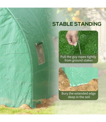 Outsunny Polytunnel Green House with Sprinkler System, Wide Door, 3 x 2m