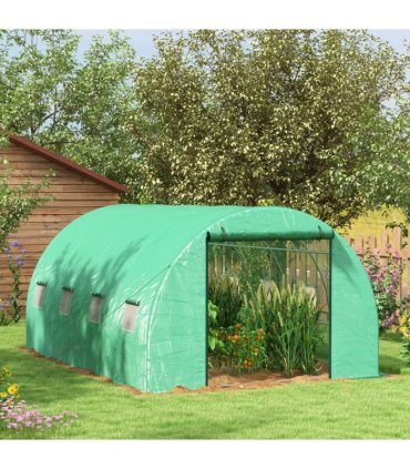 Outsunny Polytunnel Green House with Sprinkler System, Wide Door, 4 x 3(m)