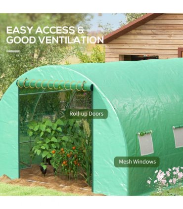 Outsunny Polytunnel Green House with Sprinkler System, Wide Door, 4 x 3(m)