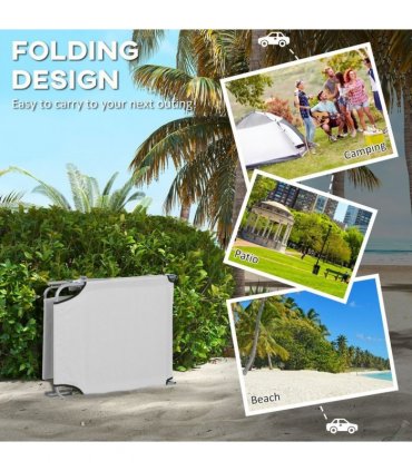 Outsunny Outdoor Foldable Sun Lounger Set of 2, Light Grey