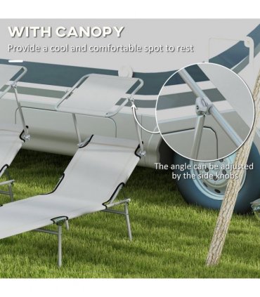Outsunny Outdoor Foldable Sun Lounger Set of 2, Light Grey