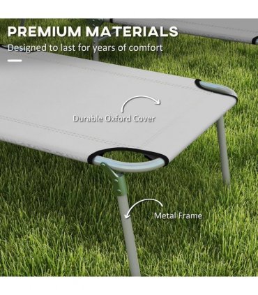 Outsunny Outdoor Foldable Sun Lounger Set of 2, Light Grey