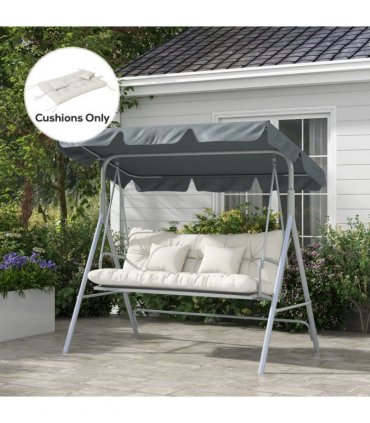 Outsunny Outdoor Back and Seat Cushion with Pillows, White
