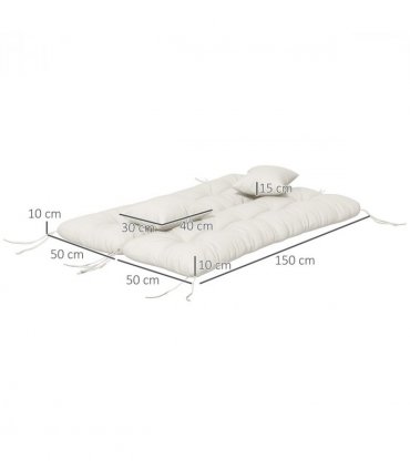 Outsunny Outdoor Back and Seat Cushion with Pillows, White