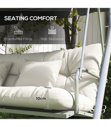 Outsunny Outdoor Back and Seat Cushion with Pillows, White