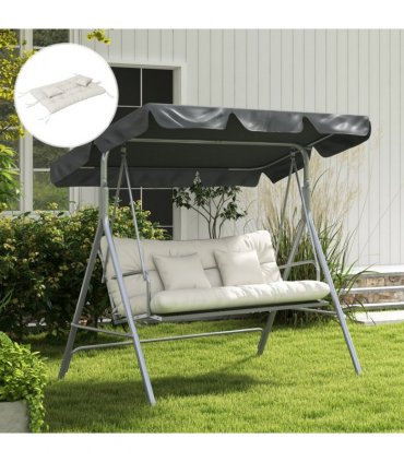 Outsunny Outdoor Back and Seat Cushion with Pillows, White