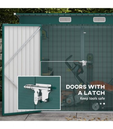 Outsunny 8 x 4FT Metal Garden Storage Shed with Double Doors and 2 Vents, Green