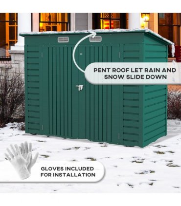 Outsunny 8 x 4FT Metal Garden Storage Shed with Double Doors and 2 Vents, Green