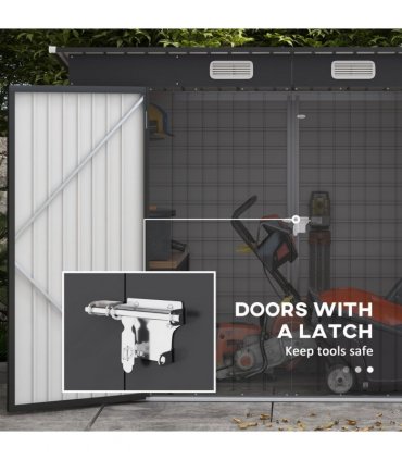 Outsunny 8 x 4FT Metal Garden Storage Shed with Double Doors and 2 Vents, Grey