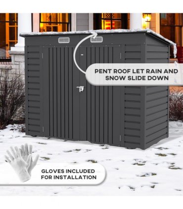 Outsunny 8 x 4FT Metal Garden Storage Shed with Double Doors and 2 Vents, Grey
