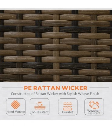 Outsunny 4Pcs Patio Rattan Sofa Garden Furniture Set with Table Cushions Orange