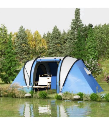 Outsunny 2 Bedroom Camping Tent with Living Area, 3000mm Waterproof, Blue